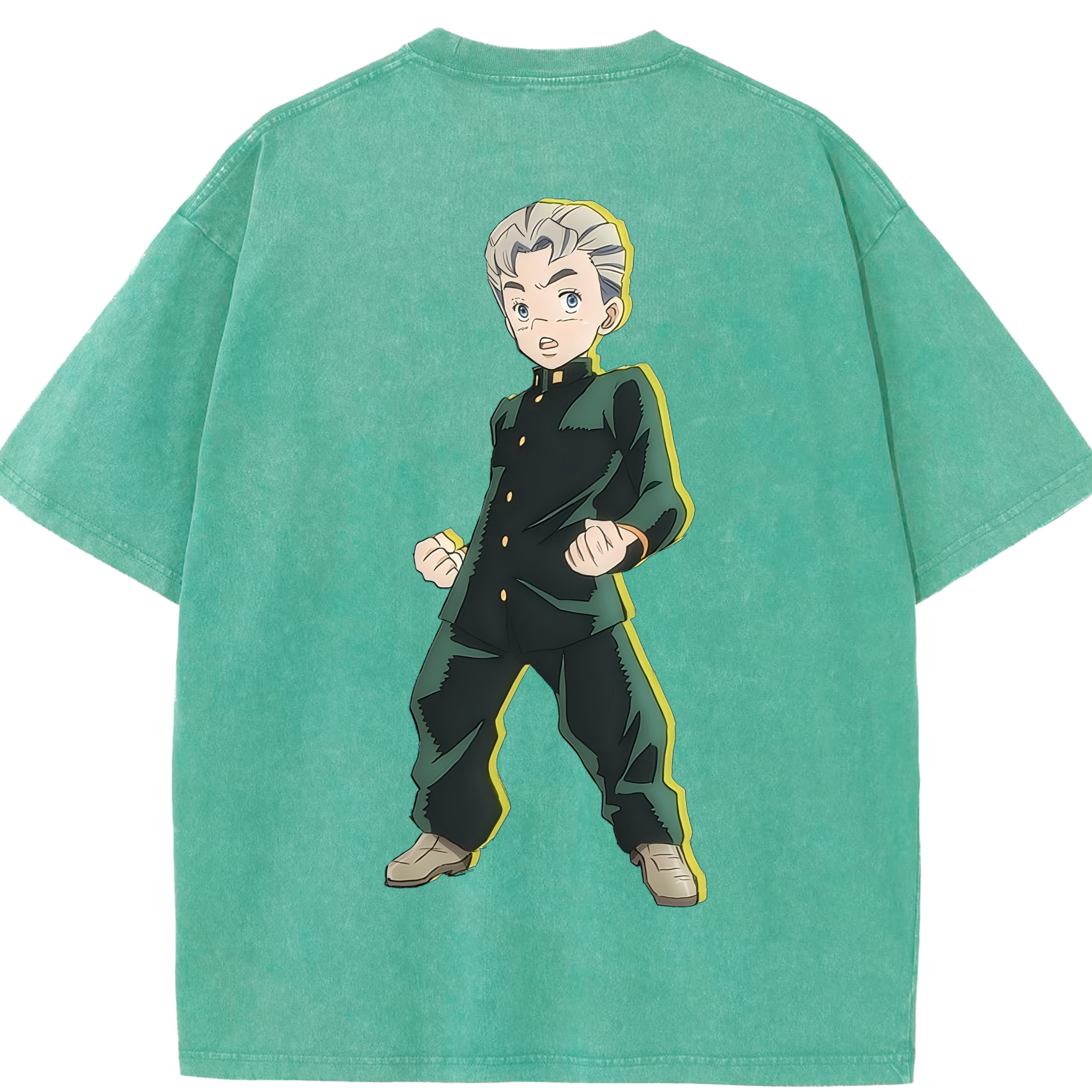 （画像用） ジョジョの奇妙な冒険 広瀨康一 JoJo's Bizarre Adventure Hirose Koichi 綿100% ヴィンテージ風 半袖Tシャツ（背面プリント）